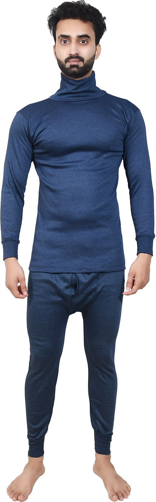 J.S. OSWAL Men High-Neck Blue Thermal Men Top Thermal