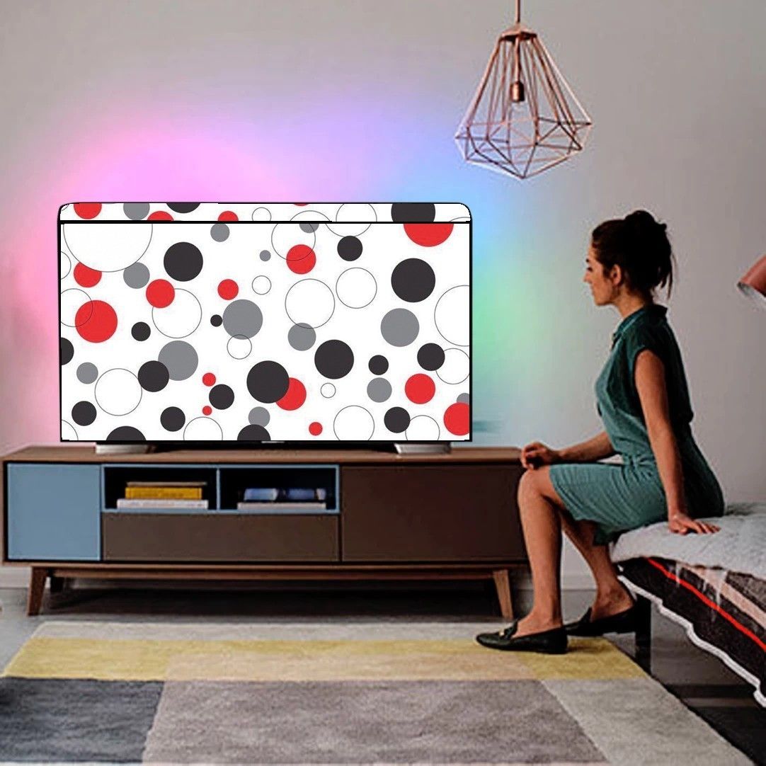 HomeStore-YEP for 55 inch Led Cover / Tv Cover All Models With Screen Layer - Multicircle Red Black-image-22