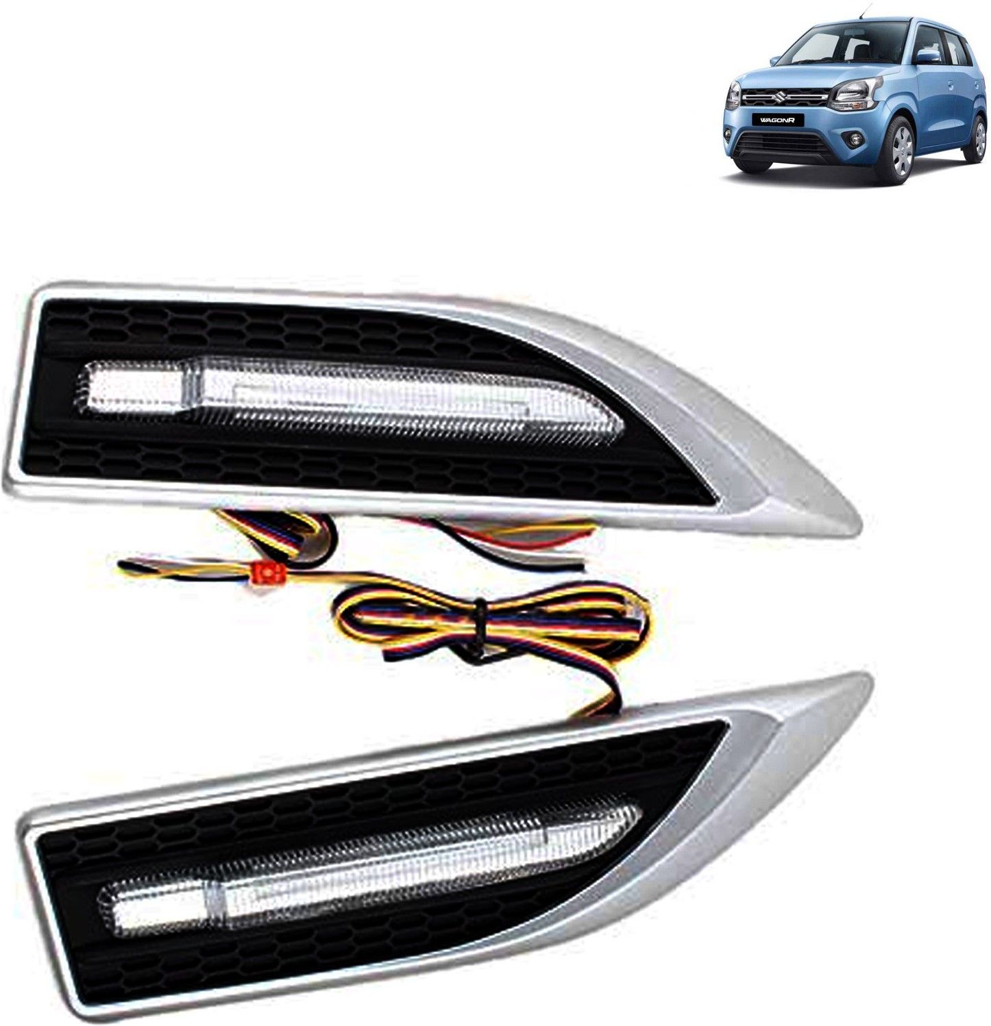 Car Side Fender Light with 3 Colour Led Indicator Light (Silver) For WagonR Car Dash Indicator Lamp-image-2
