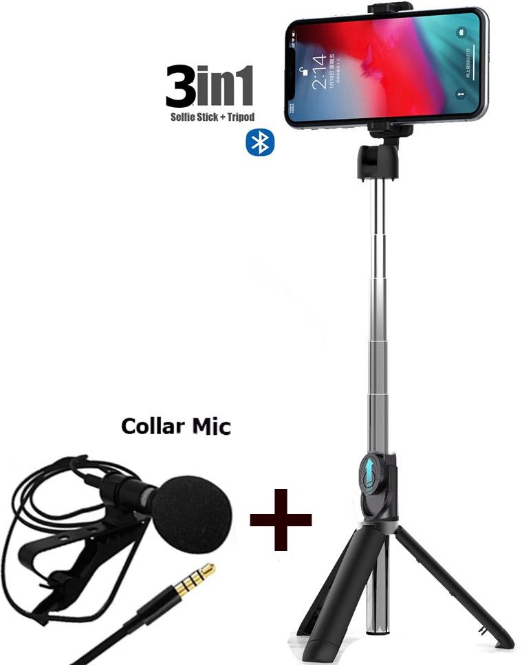 PULTO Bluetooth Selfie Stick Stand Collar Microphone Phone Holder Gimbal Single Gimbal for Mobile-image-4