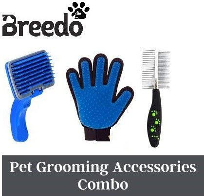 breedo Combo Of 3 Imported High Quality Hair Comb + Gloves + Slicker Grooming Kit Basic Comb for Dog & Cat, Dog, Monkey, Rabbit, Hamster-picture-14