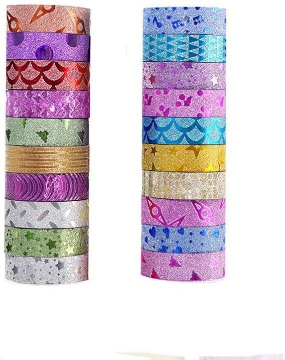 Single side Manual Colourful Decorative Adhesive Glitter Tape Rolls, Length 3m Each (Manual)-image-19