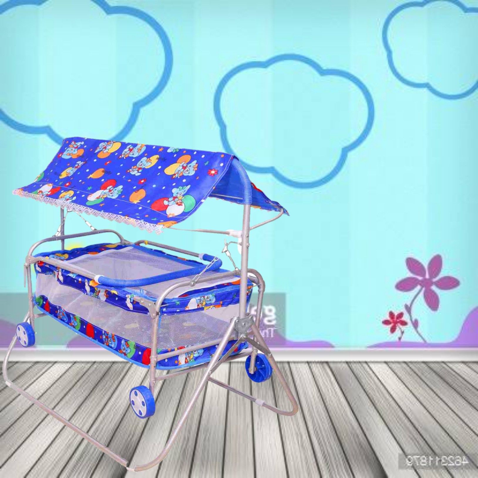 new baby cradle with silver coting and beautiful print Buggy-image-46