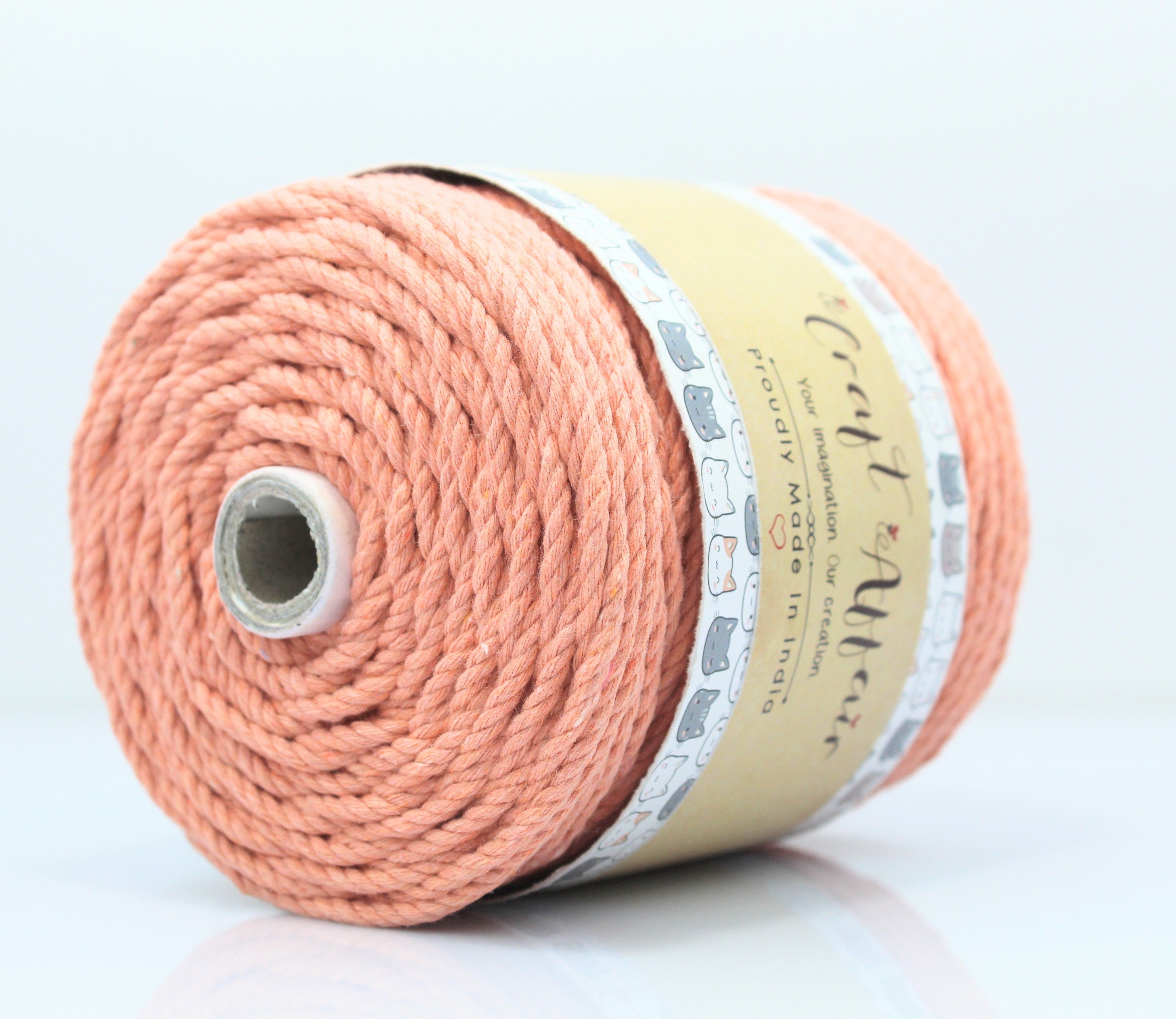 | 3ply Twisted Cotton Macrame Cord (20 M, 3mm) | Craft, DIY - Peach Peach-image-32