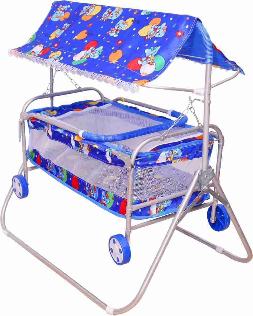 Baby Cradle for new born baby with attractive colur and metallic finish (Blue) Bassinet-image-44