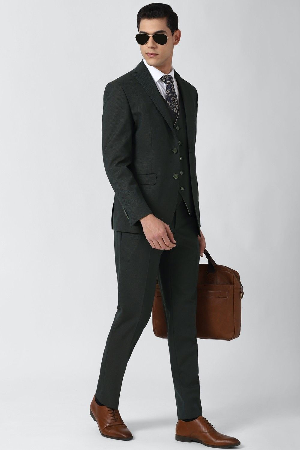 peter england Men Single Breasted Checkered Suit-picture-21