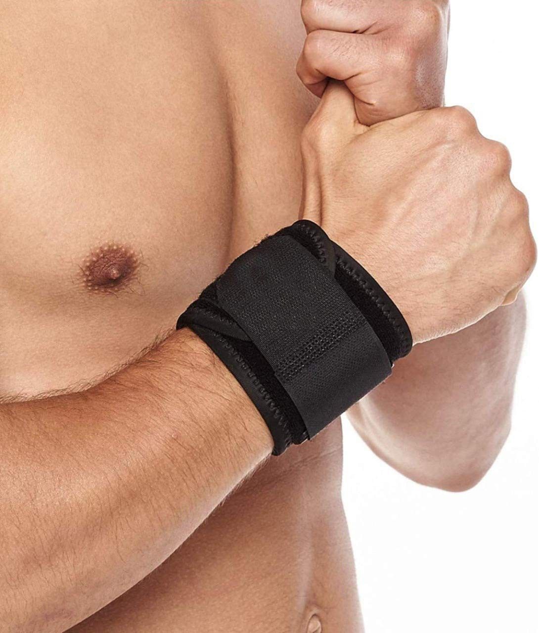 Wristband Gym Sports Wrist Support Band/Brace, Wrist Strap, Black, Single Wrist Support-image-0