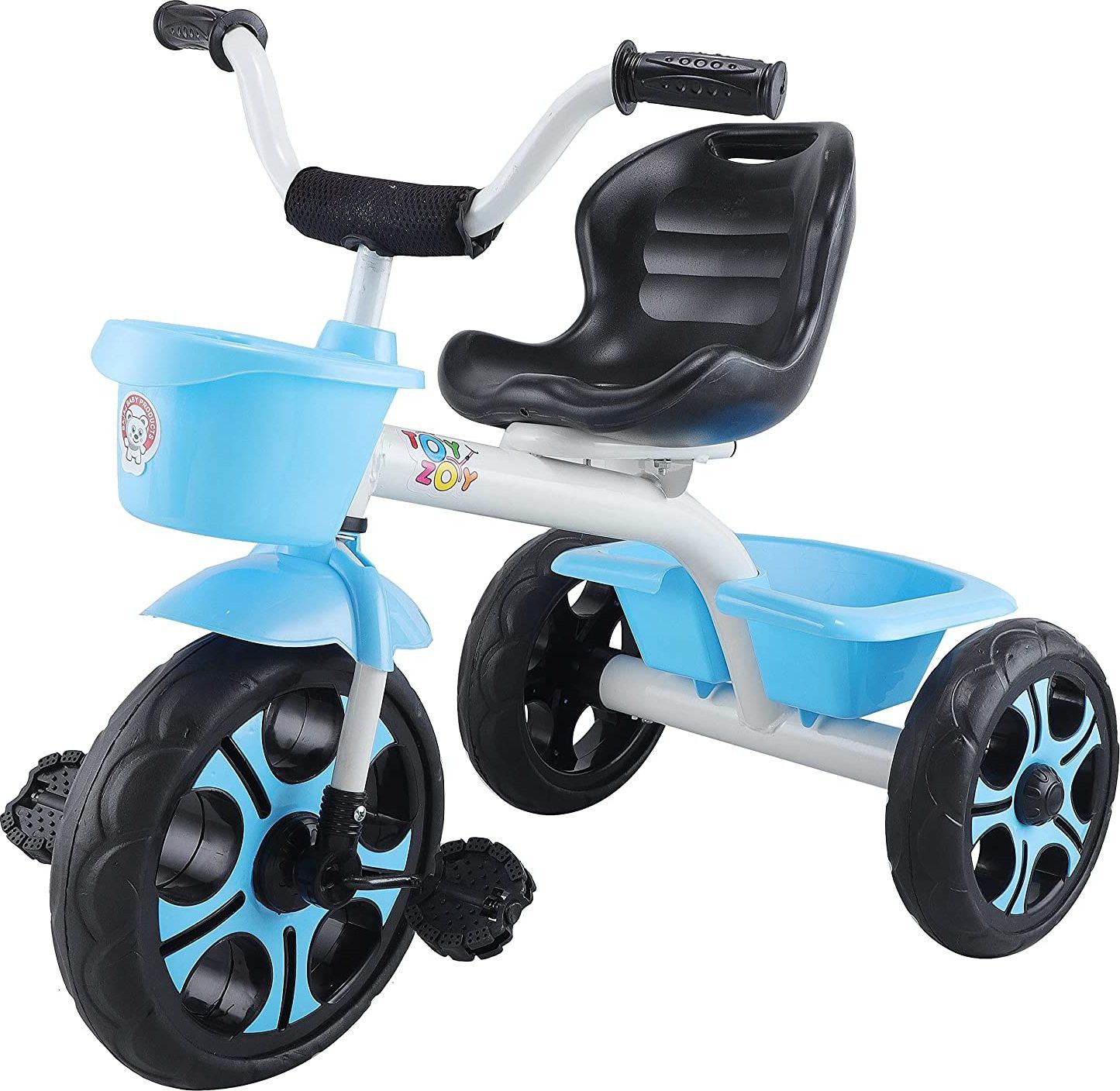 Baby Tricycle For Kids| Boys| Girls| With Dual Storage Basket with Big Front Wheel Compact Lightweight Kids Trike (Blue) Tricycle-image-41