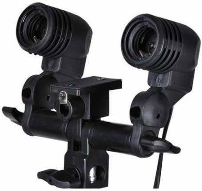 Stookin E27 Double Light Socket with Light Stand Swivel Mount & Umbrella Holder Camera Rig