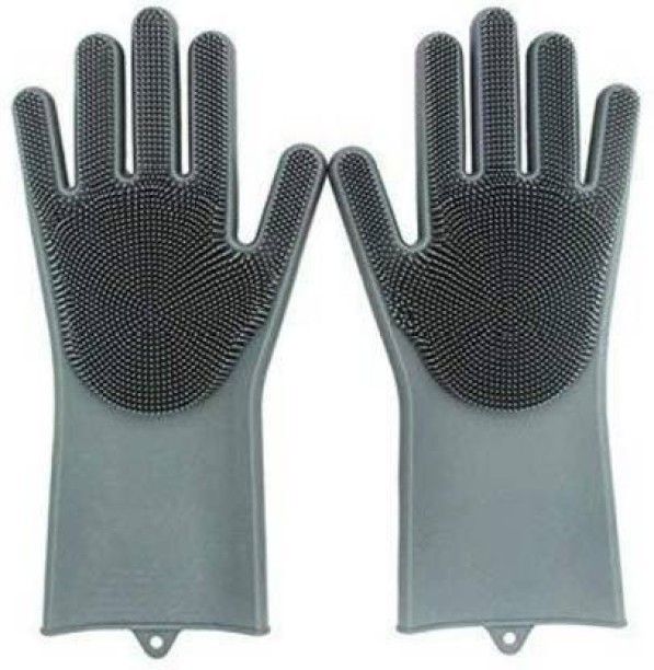 Silicon Gloves- washing gloves for women (Multicolour, 1 Pair) Wet and Dry Glove-image-32