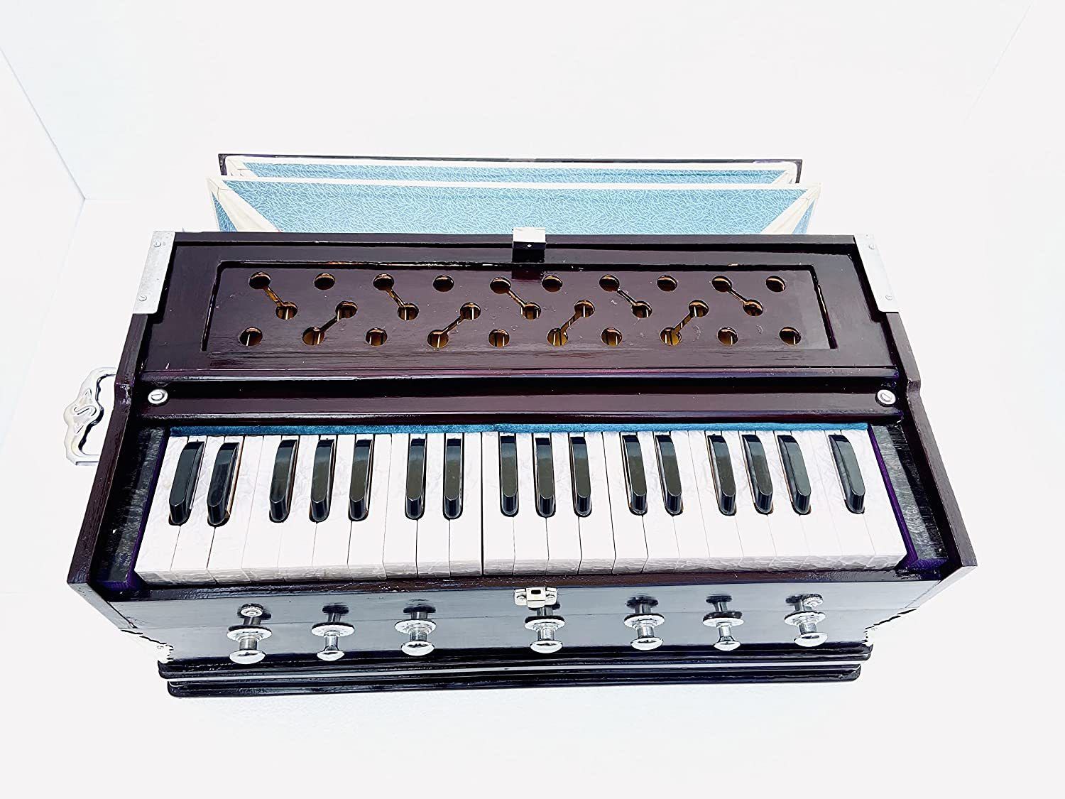 Hand Pumped Harmonium With Carry Bag (Two Fold Bellow, Male Reed) Bass Reed & Male Reed Double Fold Bellow & 39 Keys, 7 Stopper 3.2 Octave 3.2 Octave Hand Pumped Harmonium-image-45