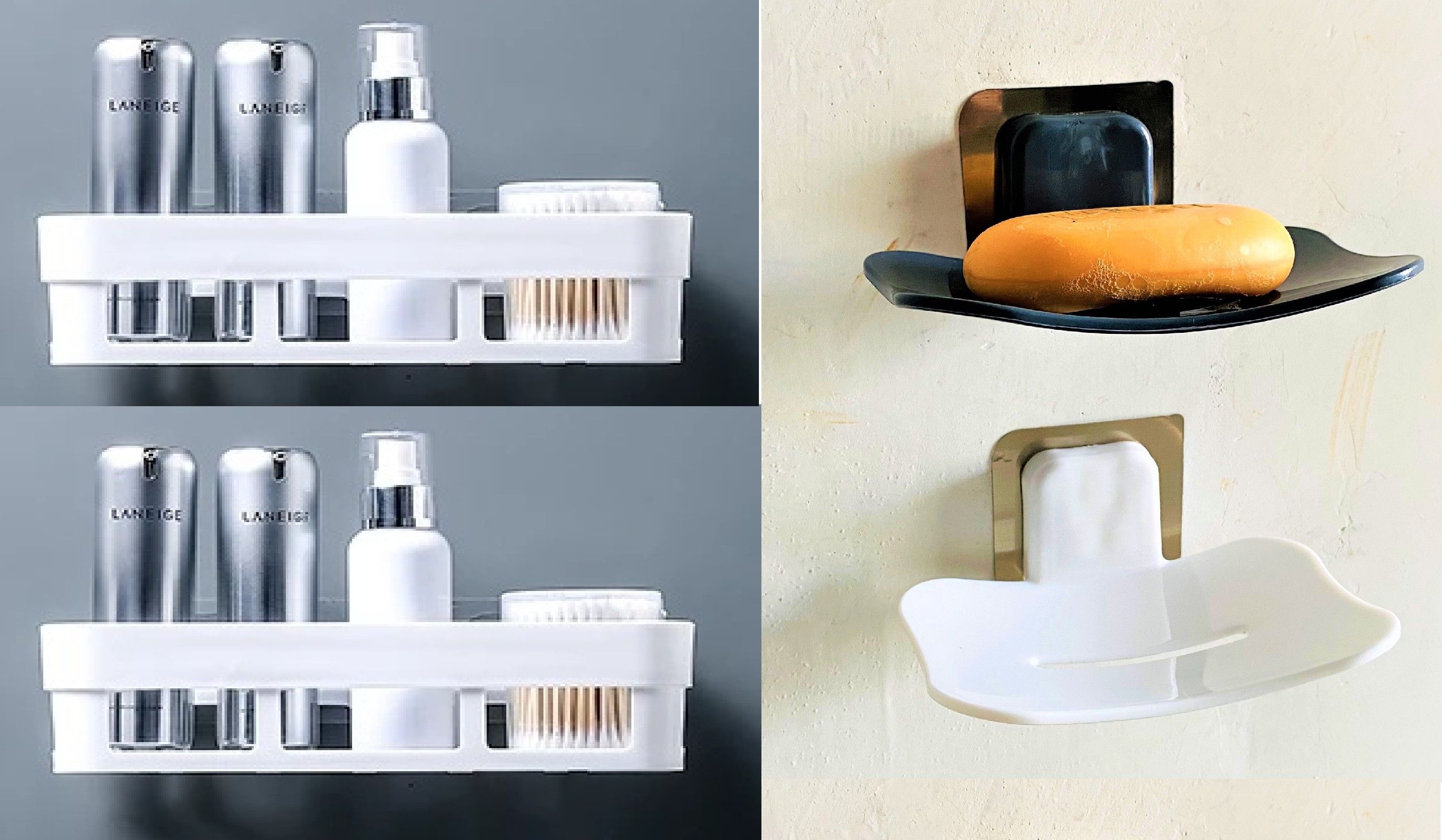4 PCS Plastic Home Kitchen Bathroom Accessories Rack Shelf Plastic Wall Shelf-image-9