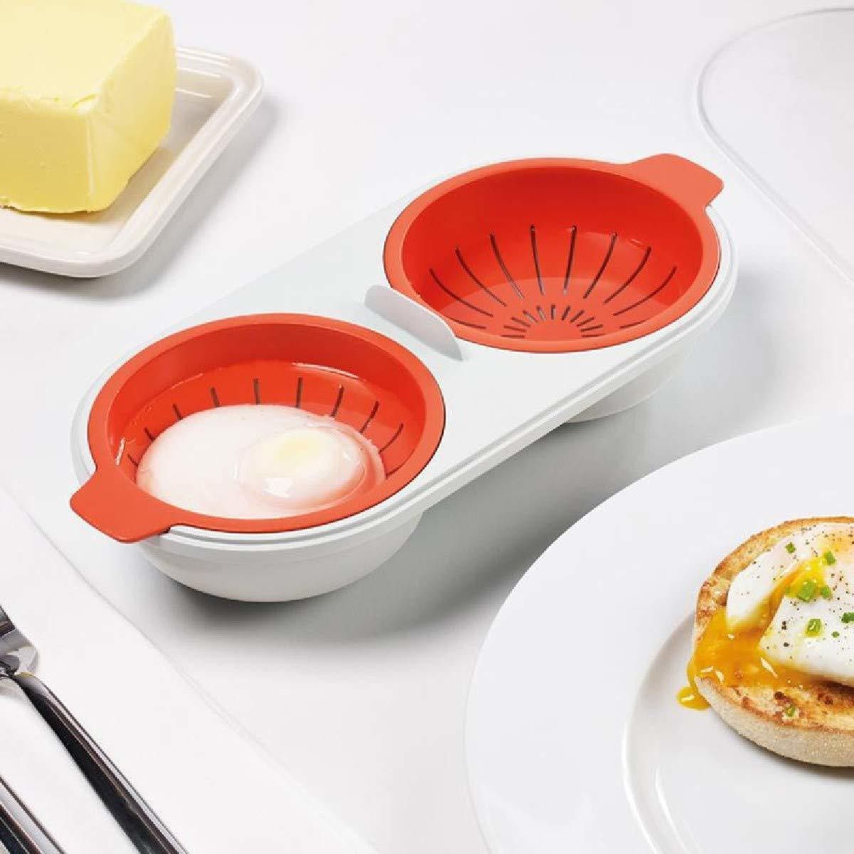 cpixen Microwave Egg Poacher Double Cup Egg Bowl Cooker Steamer High Capacity 2 Cups Design Cookware Draining Eggs Basket Boiler BPA Free Egg Cooker-picture-12