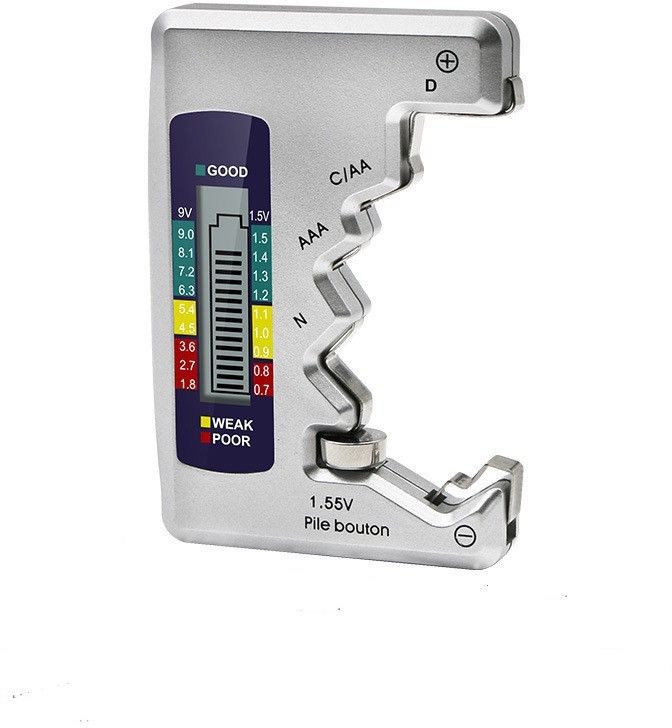 Digital Battery Tester Battery Capacity Tool Small Mini Button Batteries-Silver Analog Battery Tester