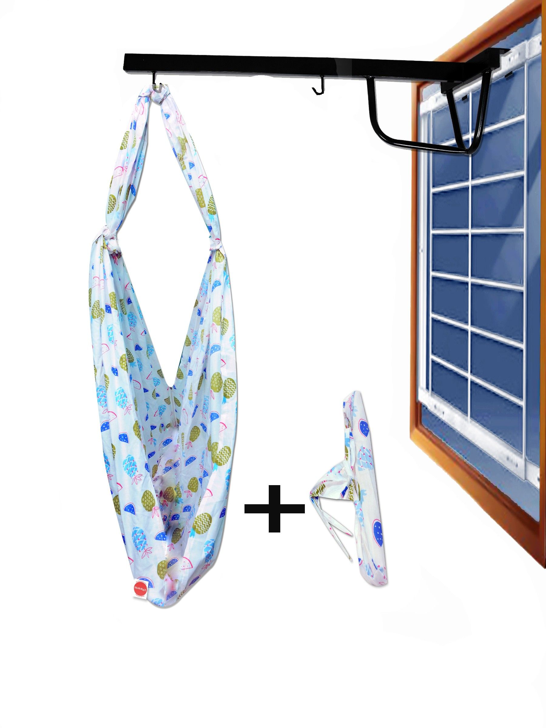 fruity Baby Swing Cradle Cloth with Seperator and metal window(Blue)-image-24