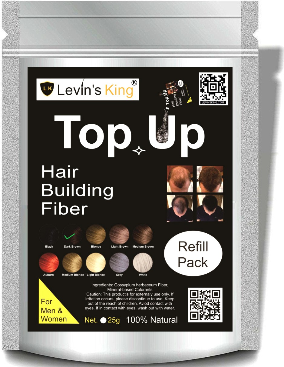 Levins King Hair Building Fiber, Hair fibre Concealer Refill Pack Use For All hair fiber like Caboki, Dark Brown