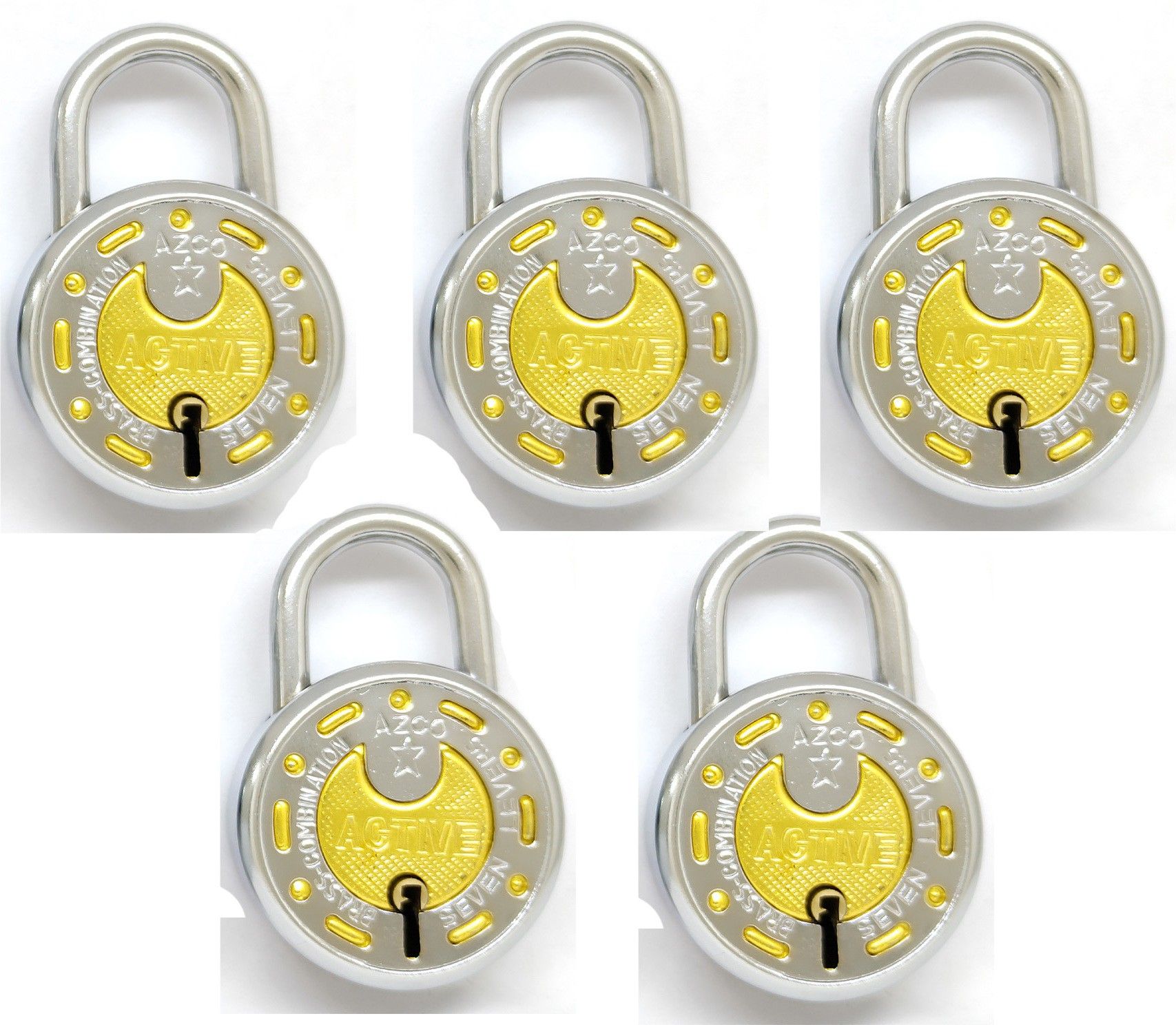 Active 50mm-7 Levers, Double Lock with Silver-Gold Chrome Finish (combo Offer) 5 Padlock