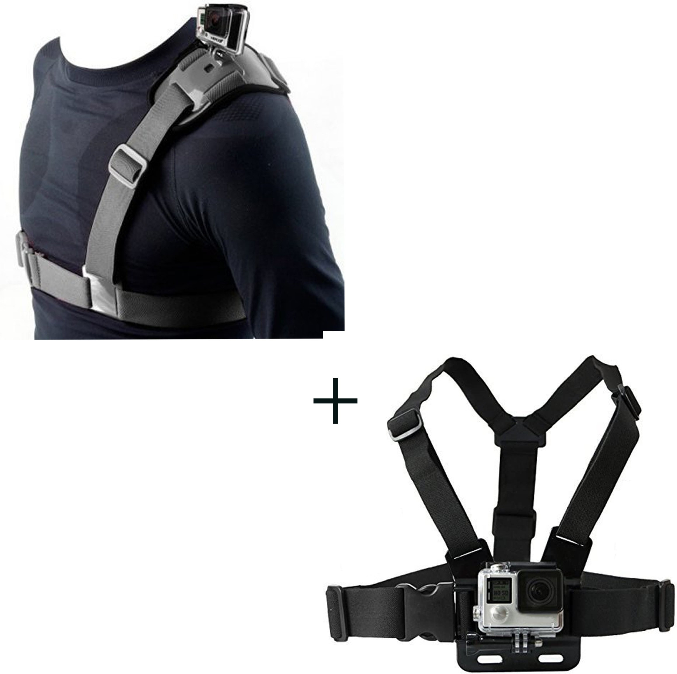 quikprof GoPro Adjustable Chest and Shoulder Strap Belt Harness for Gopro Hero, Yi SJCAM, Strap image 1