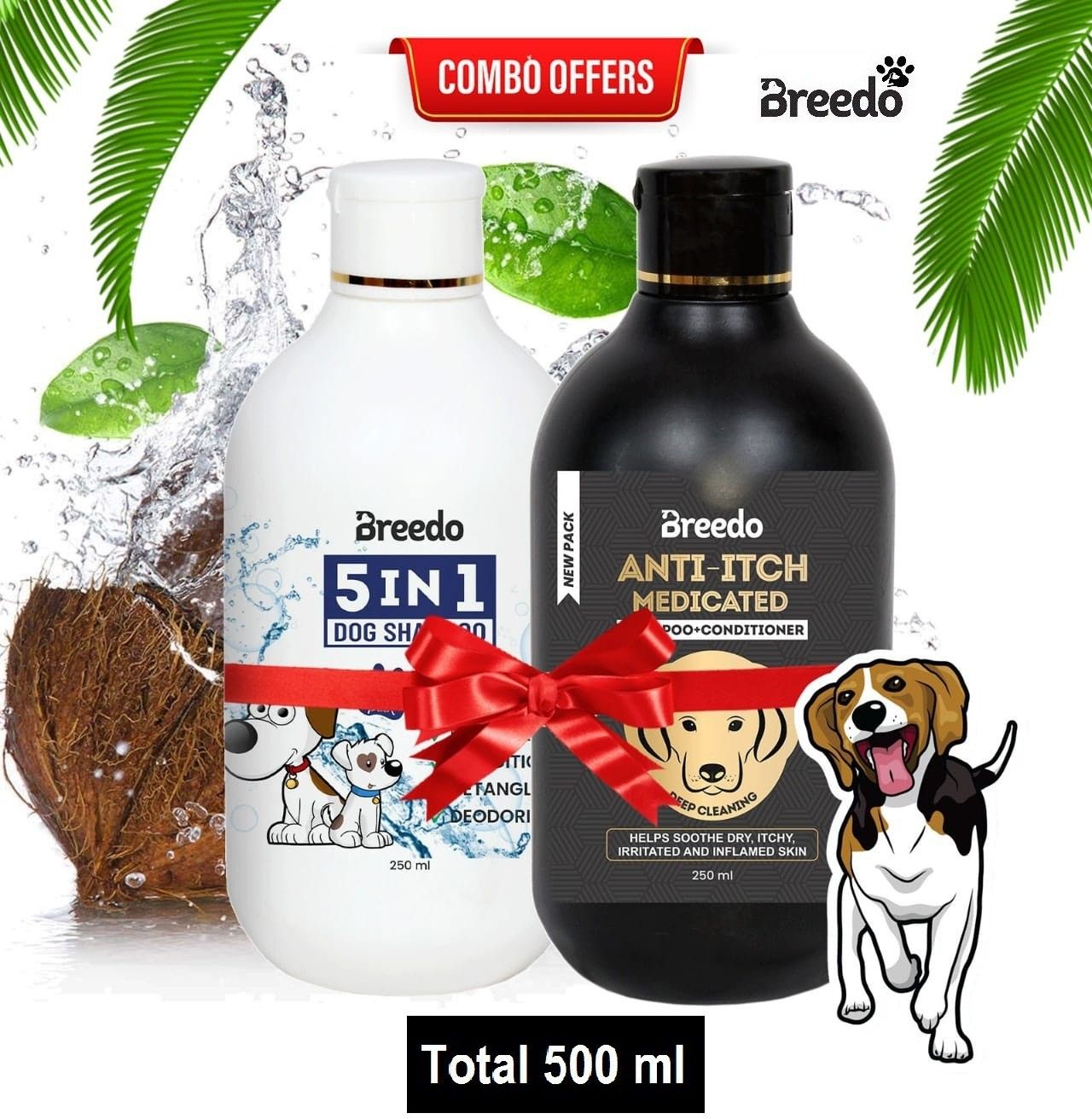 breedo (Combo of 2) Dog 5 IN 1 Shampoo + Anti-Itch Shampoo (Total 500 ml) Allergy Relief, Conditioning, Anti-fungal, Anti-microbial, Anti-itching, Anti-dandruff Natural Dog Shampoo-picture-13