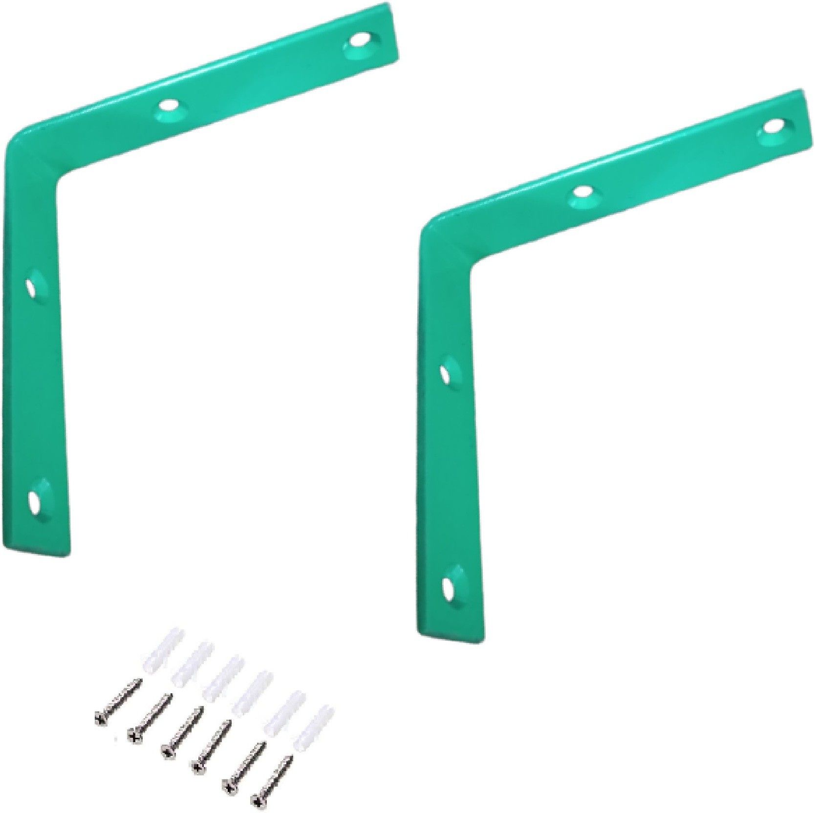 6 Pcs 4" inch L Clamp Angle Bracket for Wall Shelf Rack Shop Dining Room (Green) 4 Shelf Bracket-image-0
