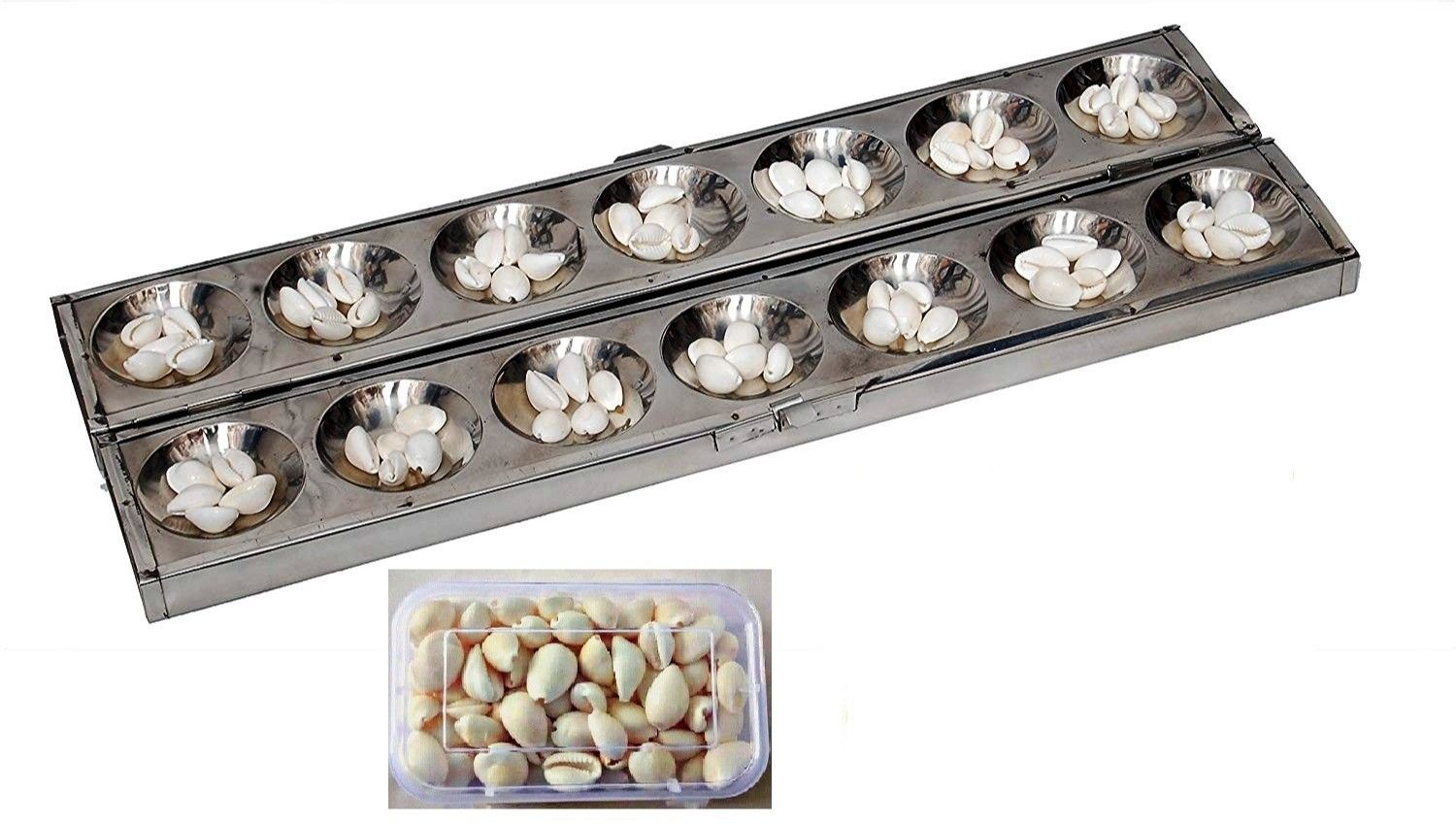 Silver Pallankuzhi with shells and Box Educational Board Games