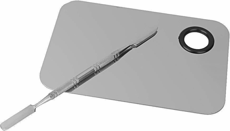lusty soul Professional Cosmetic Makeup Mixing Plate with Spatula Tool (Silver-picture-26