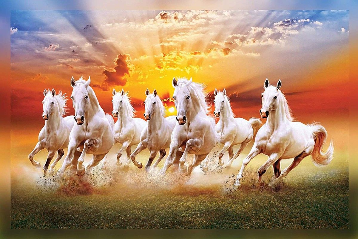 7 Seven Running Horses Poster on 300gsm Photogenic US Imported Paper With Gloss Lamination (Unframed) With Double Side Tape by WK Photographic Paper-image-30