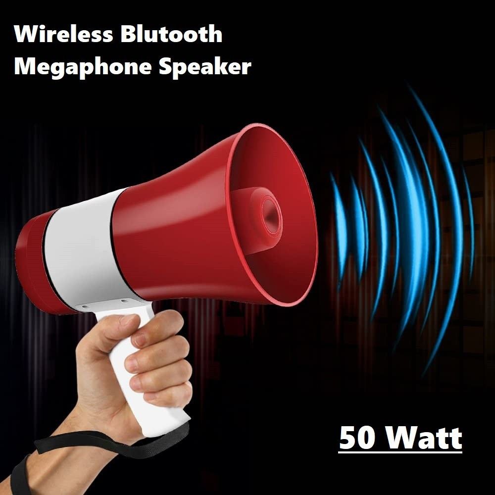 aimers Wireless Bluetooth Megaphone Speaker/ Bullhorn Siren For Announcement With Recorder, USB And Memory card input. Talk, Record, Play Indoor, Outdoor PA System-picture-44