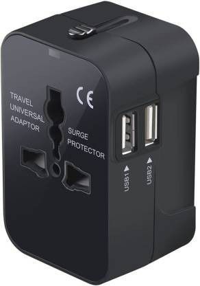 Akshita Universal Travel Adapter with Dual USB Charger Ports ( Black ) Worldwide Charger-picture-15