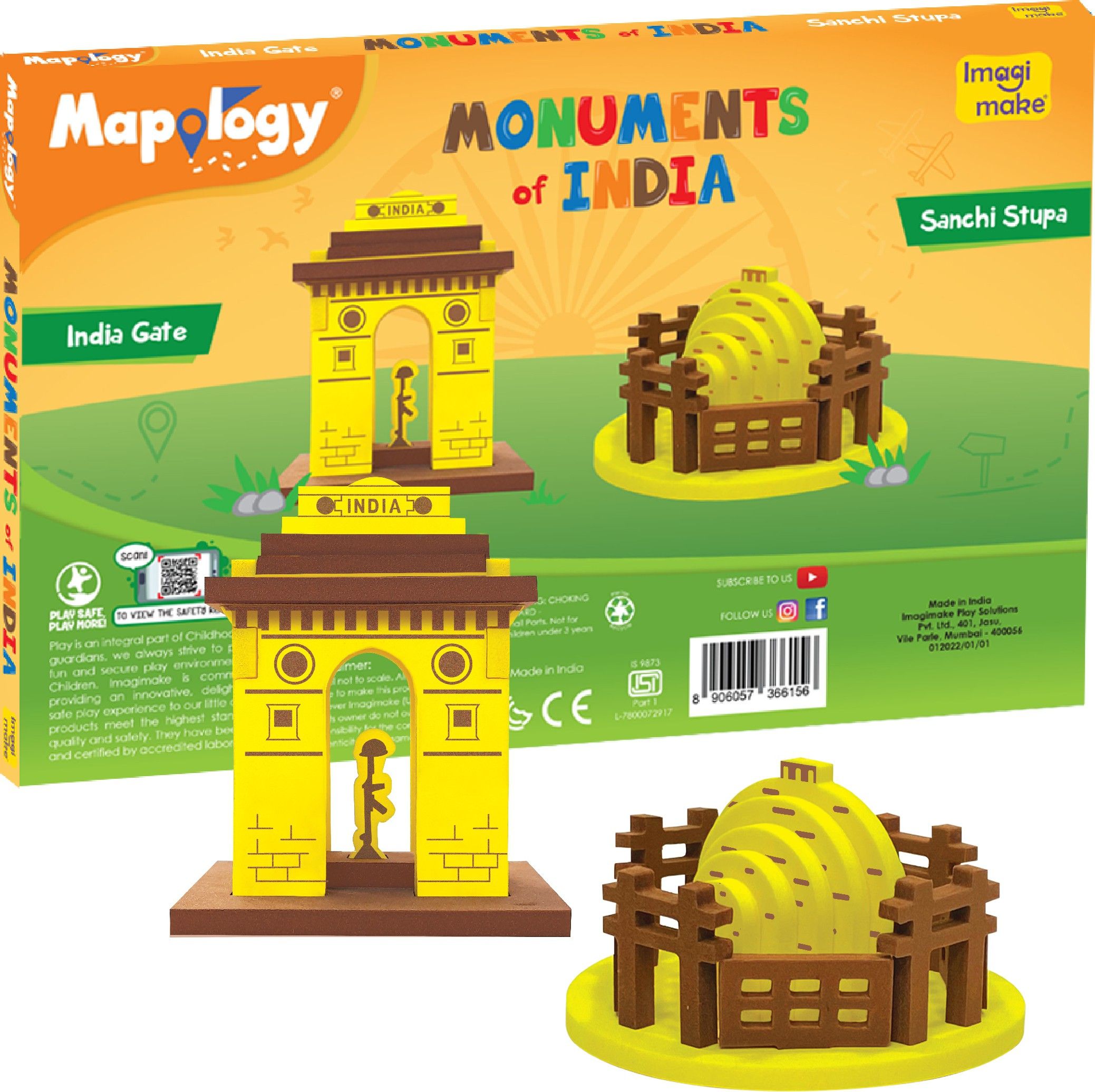 imagimake Mapology Monuments of India - Sanchi Stupa & India Gate - For kids Above 5 Years-picture-23