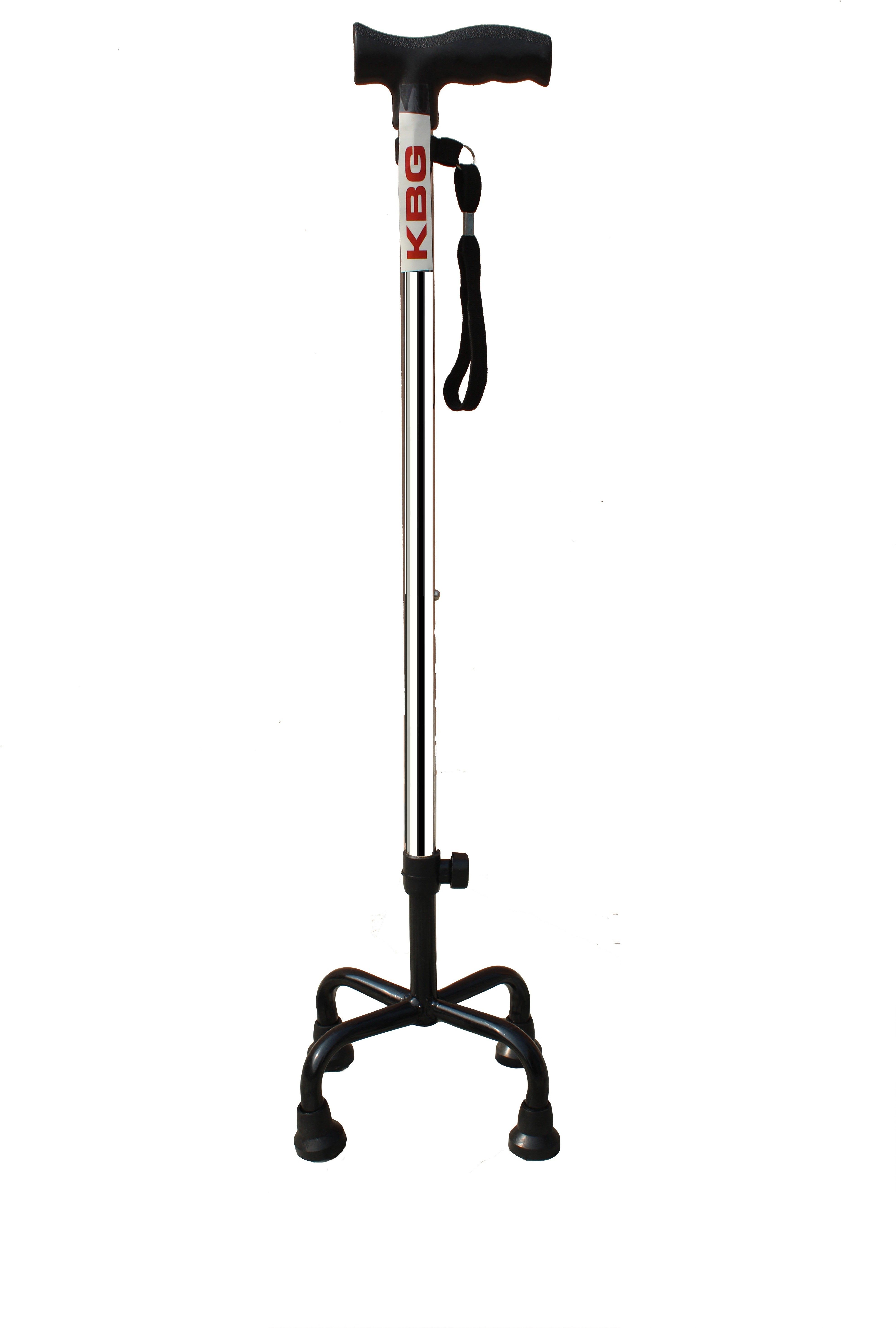 Surgical 4 Leg Black Base With Extra Support Height Adjustable Old Age Patient Walking Stick-image-11