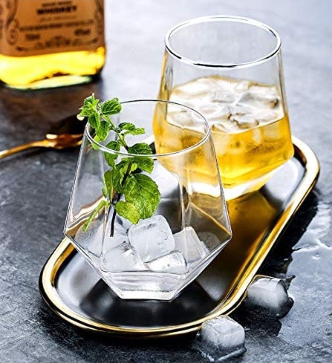 (Pack of 6) (370 ml) Diamond Crystal Hexagon Whiskey glasses for Scotch, Bourbon, Gin Glass Set Whisky Glass-image-42
