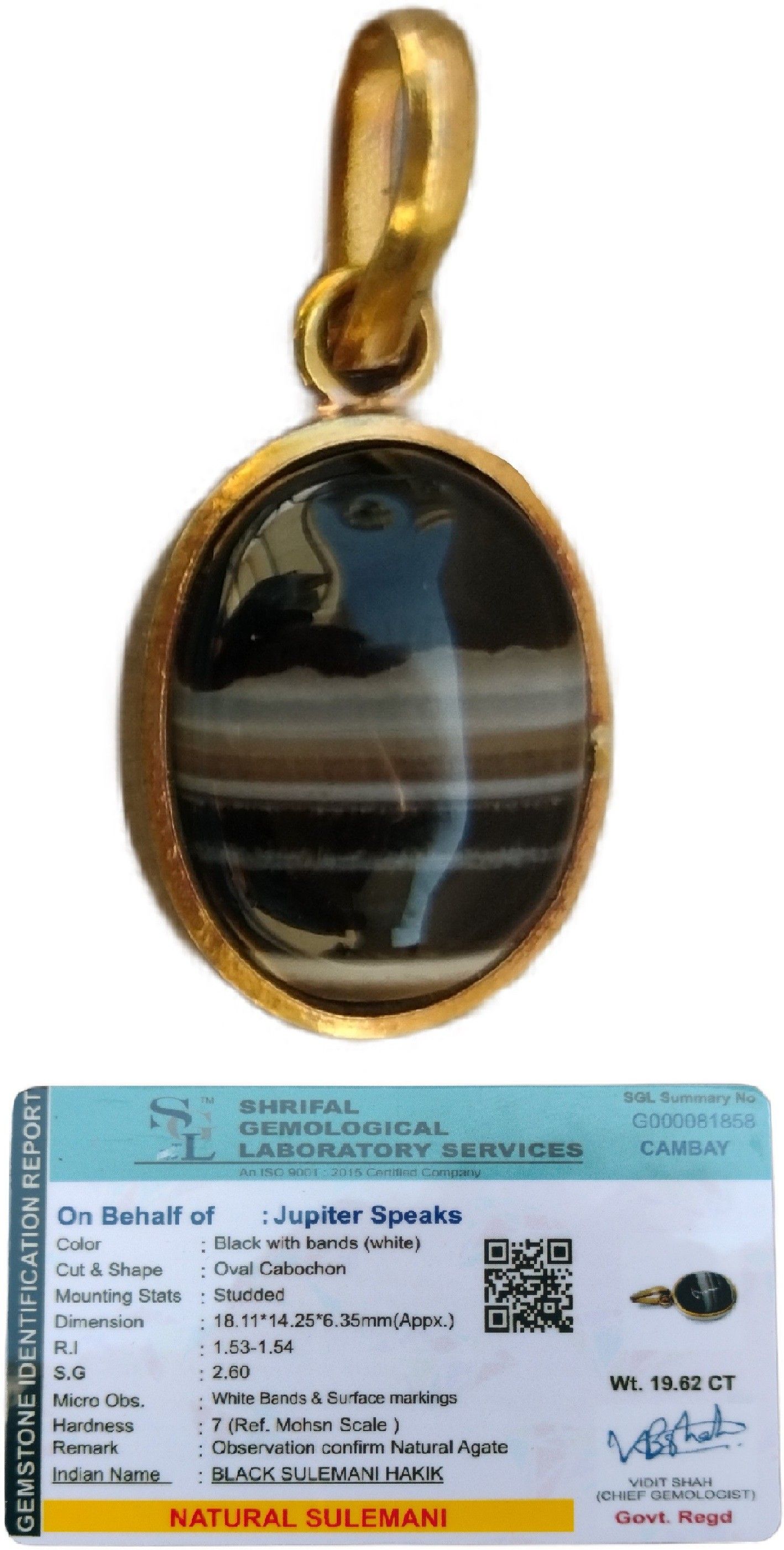 Black Sulemani Hakik Pendant Lab Certified 100% Original Kala Aqeeq 17-26 Carat Gold-plated Wood Pendant-image-8