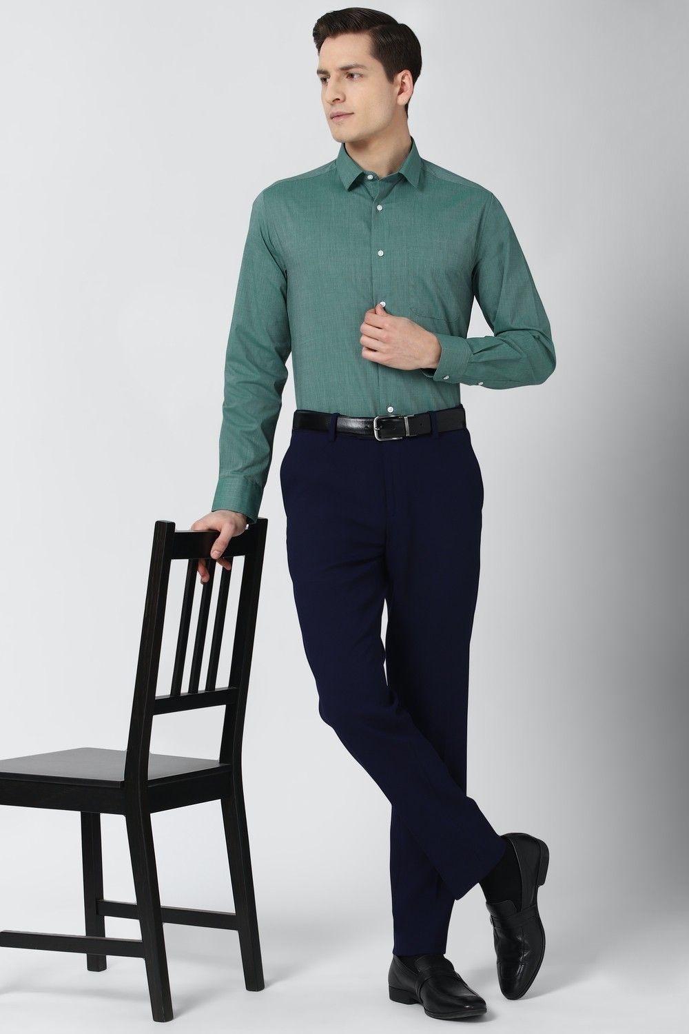 peter england Men Regular Fit Self Design Spread Collar Formal Shirt-picture-30