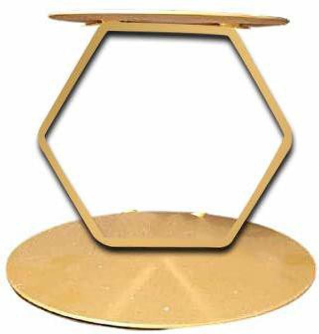 noble foods Metal Hexagon Floating Cake Decor Tier Cake Spacer Separator Brass Cake Server-picture-7