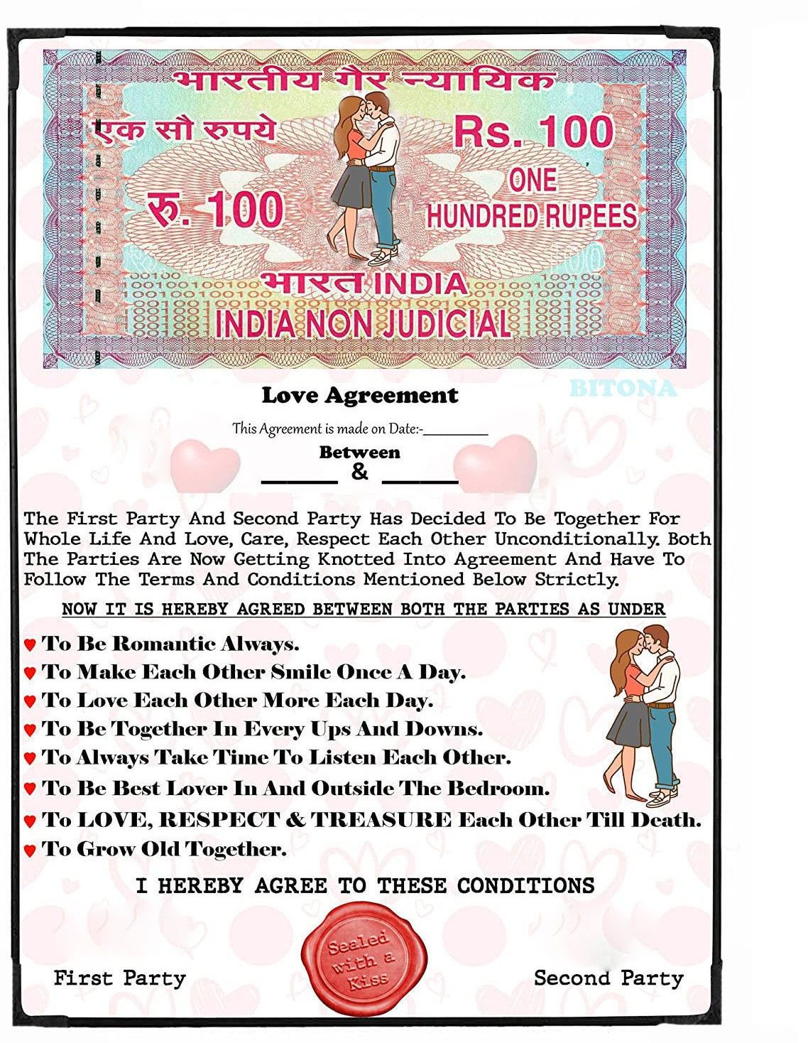 dhinchak Love Contract Agreement Card with permanent marker Pen (2 items) Greeting Card-picture-17
