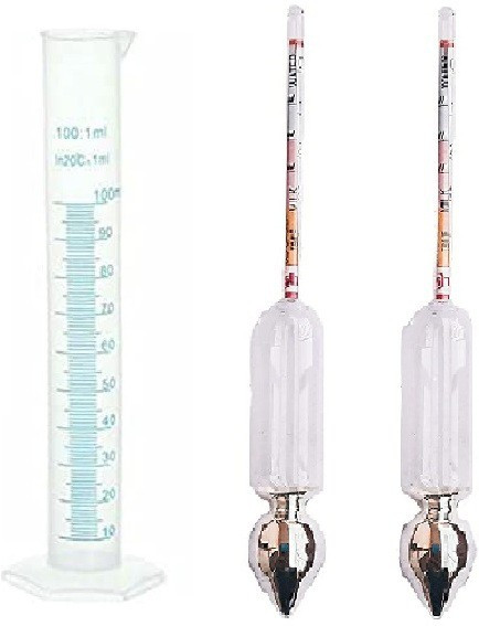 nicolette Mercury Lactometer 2pc Hydrometer for Testing Milk 100 Measuring Jar 2pc Mercury Lactometer & Measuring Jar Single Unit Measuring Wheel image 1