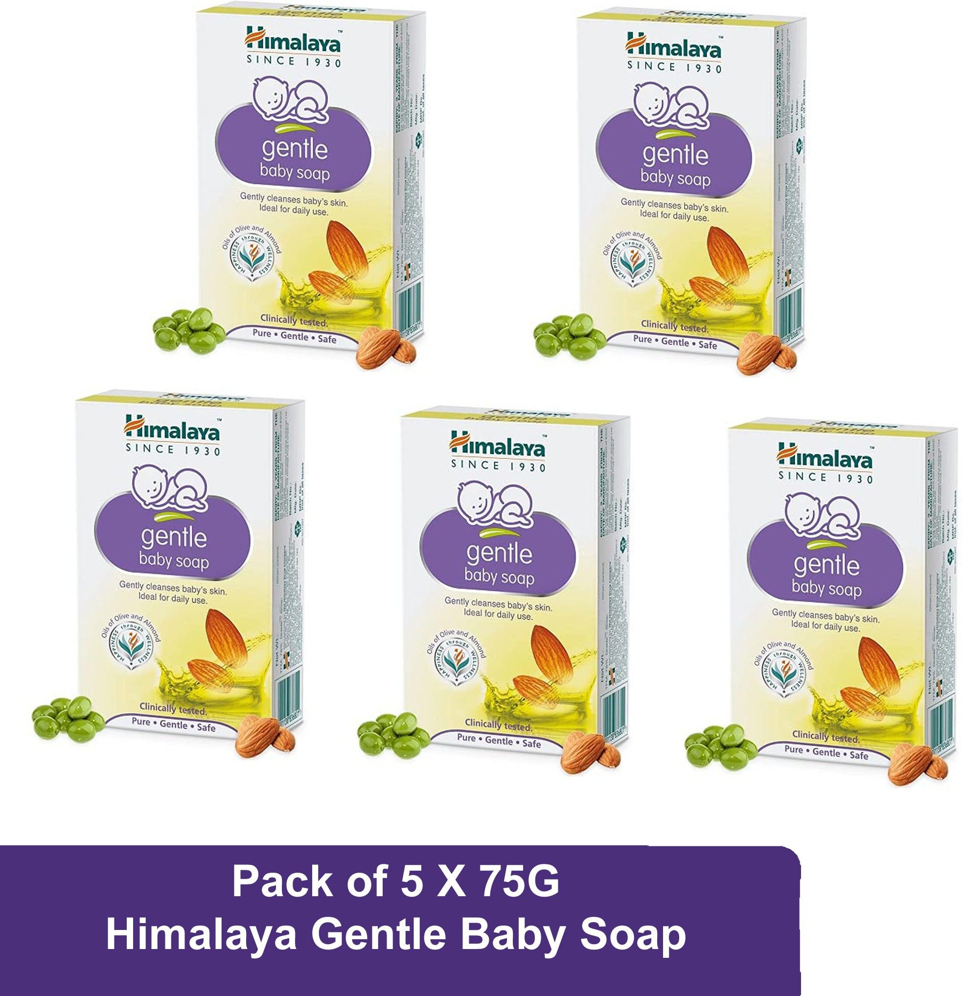 Gentle Baby Soap Oils of Olive & Almond (Pack of 5 X 75G)-image-37