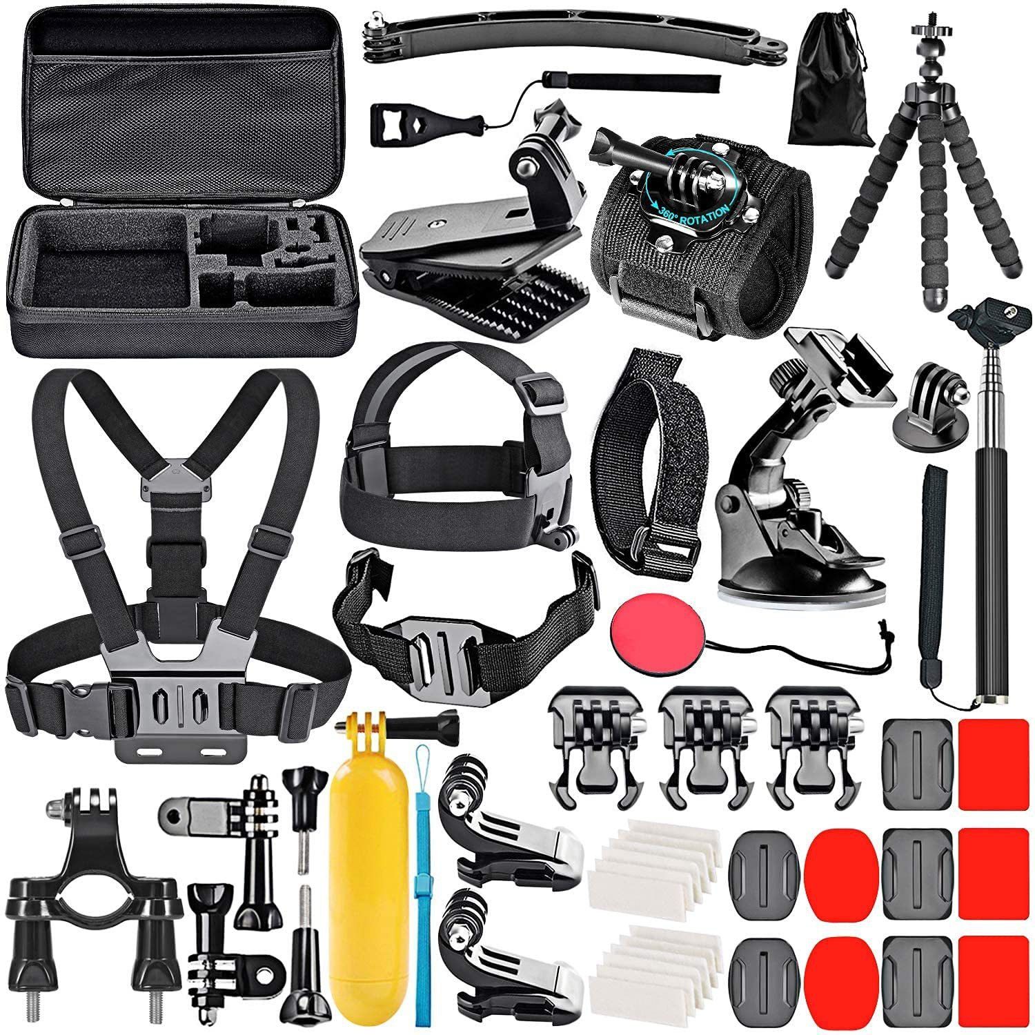 CASON 50 in 1 Premium Action Camera Accessories Kit for CN10 ,CS6,SJCAM,GOPRO,DJI OSMO Strap-picture-22