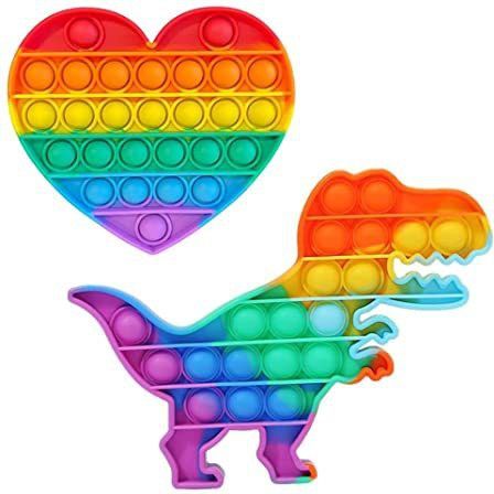 Heart and Dinosaur Pop It Fidget Toys,Push Pop Bubble Fidget Sensory Toy Finger Puppets-image-27