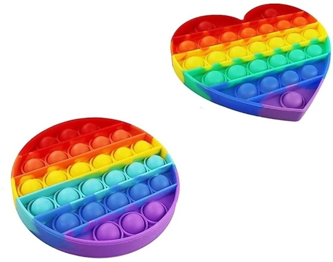 swastik creation Heart and Round Pop It Fidget Toys,Push Pop Bubble Fidget Sensory Toy Hand Puppets-picture-0