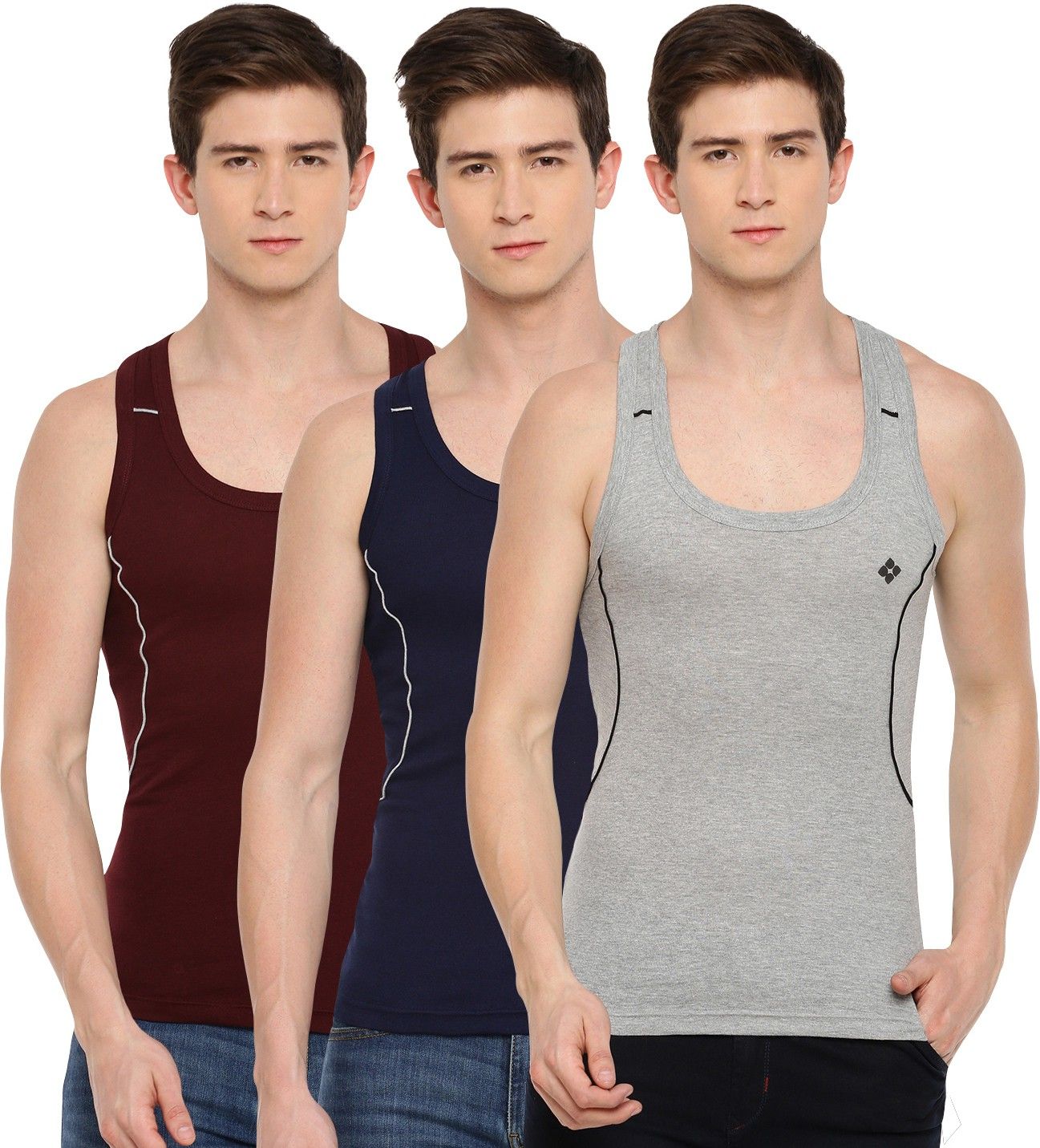 dollar bigboss Pack of 3 Cotton Racerback Styled Gym Men Vest-picture-34