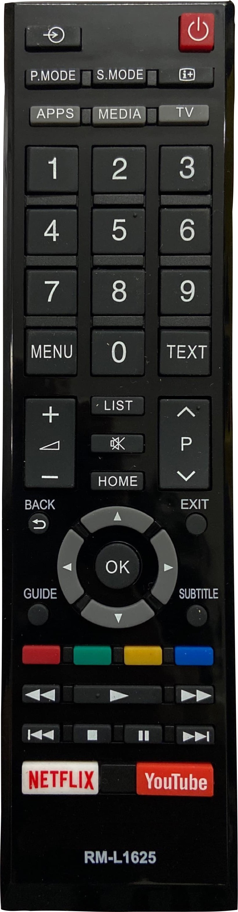 SHIELDGUARD Remote Control RM-L1625 Compatible for LED TV Toshiba Remote Controller image 1