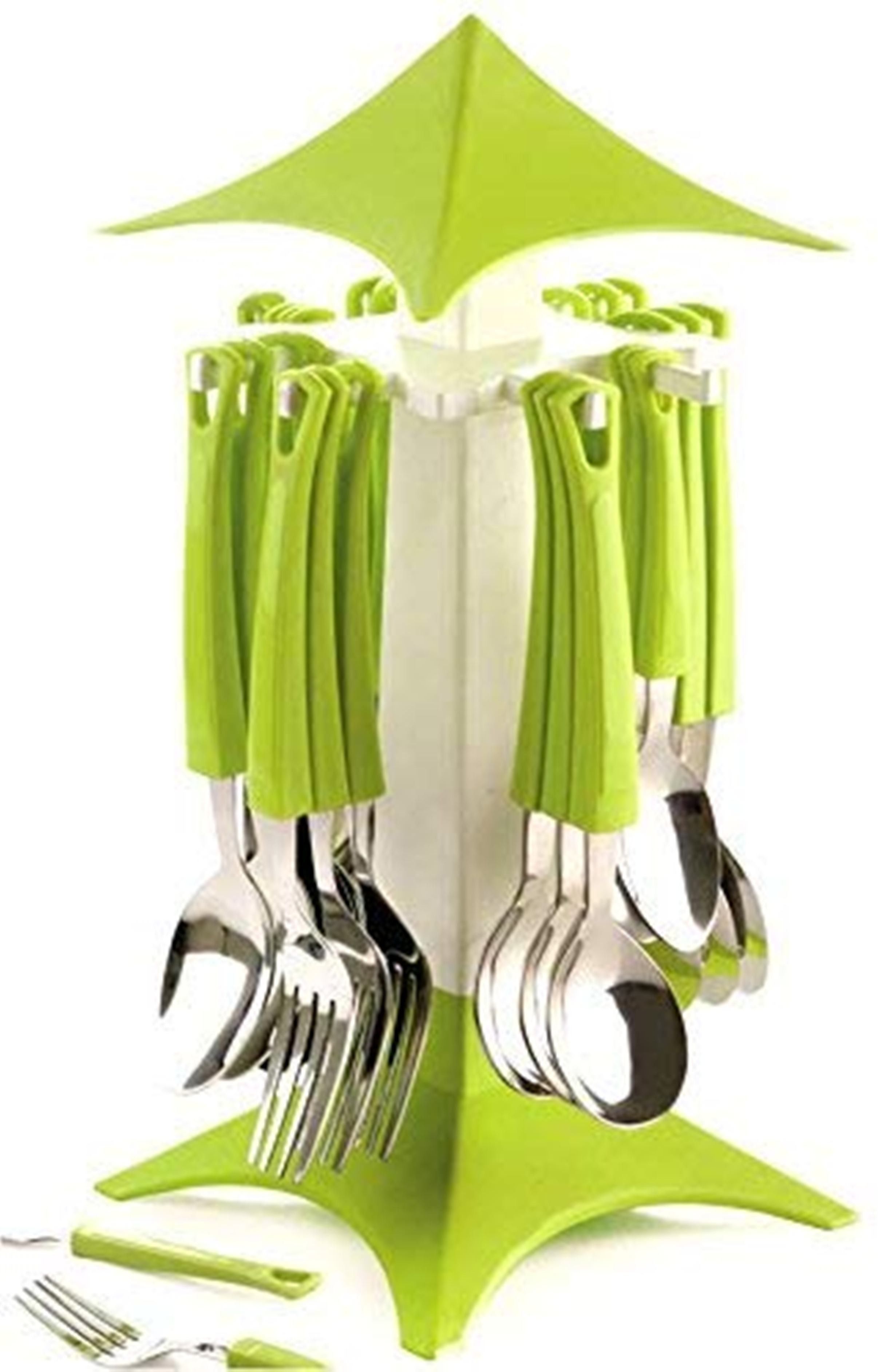 finner Green Stainless Steel, Plastic Cutlery Set (Pack of 1) Steel Cutlery Set-picture-12