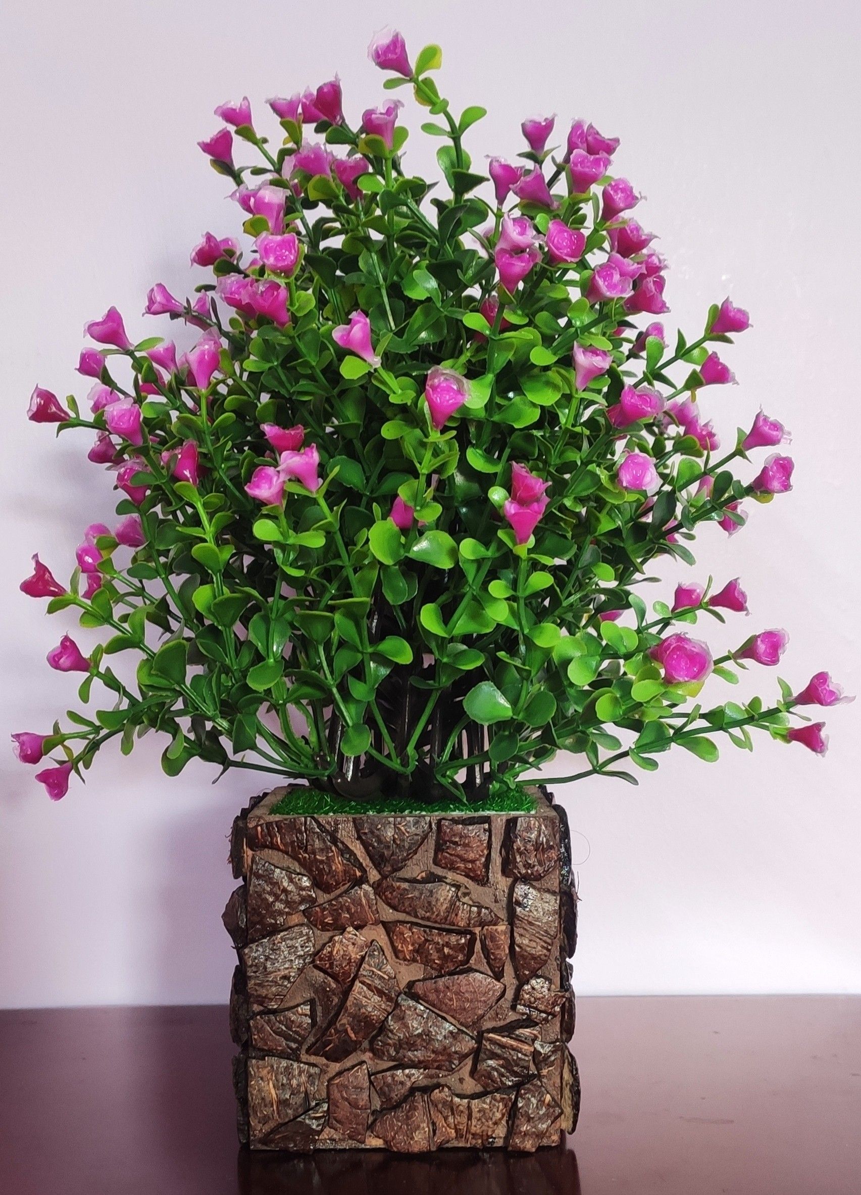 Multicolor flower Plant with Stylish Coconut Brown Pot Wild Artificial Plantwith Pot-image-42