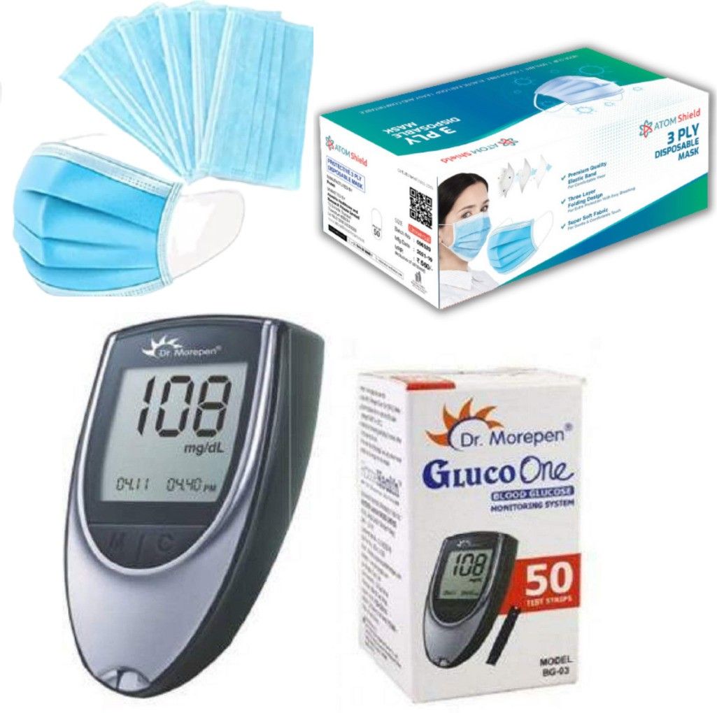 dr. morepen DR Morepen Glucometer with 50test strips and FREE ATOMshield 3ply surgical mask| Glucometer-picture-43