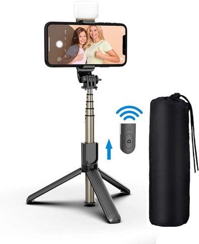 POZUB Selfie Stick BT Extendable Selfie Stick Tripod with Fill Light Shutter Remote Tripod, Monopod, Monopod Kit, Tripod Ball Head, Tripod Bracket, Tripod Clamp, Tripod Kit