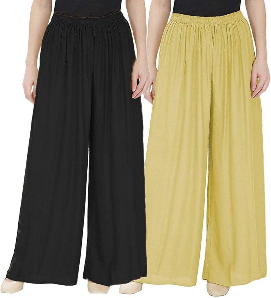 Pack of 2 Women Regular Fit Multicolor Viscose Rayon Trousers-image-14