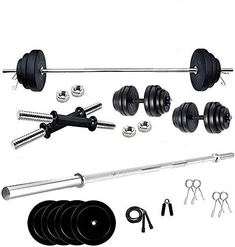dinetic 8 kg Rubber Plates Combo With 5ft Straight Rod And 2 Adjustable Rods Home Gym Combo-picture-3