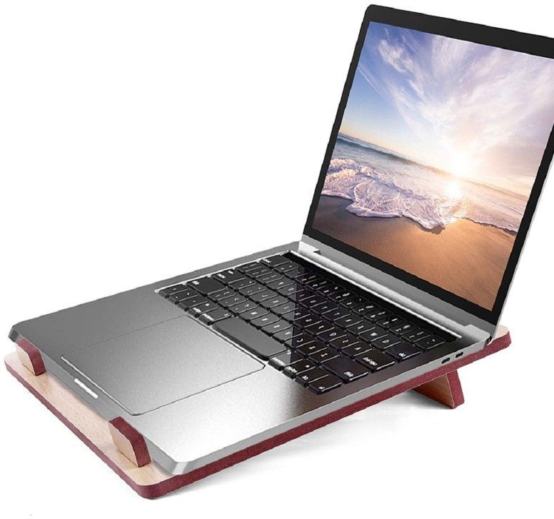 Nexat wooden cream laptop stand for office or home free standing on table or bad 91RM Wooden Floor and Desk Stand Laptop Stand Compatible with Universal Laptops-image-46